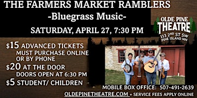 Imagem principal do evento The Farmers Market Ramblers (Bluegrass Music)