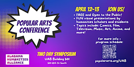 Primaire afbeelding van Popular Arts Conference: 2 Day Symposium at UAB