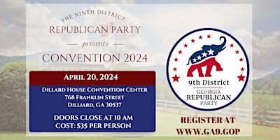 Imagem principal do evento 2024 GA 9th District Republican Convention and Gala