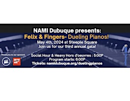 Primaire afbeelding van NAMI Dubuque presents Felix & Fingers Dueling Pianos! Third Annual Gala!