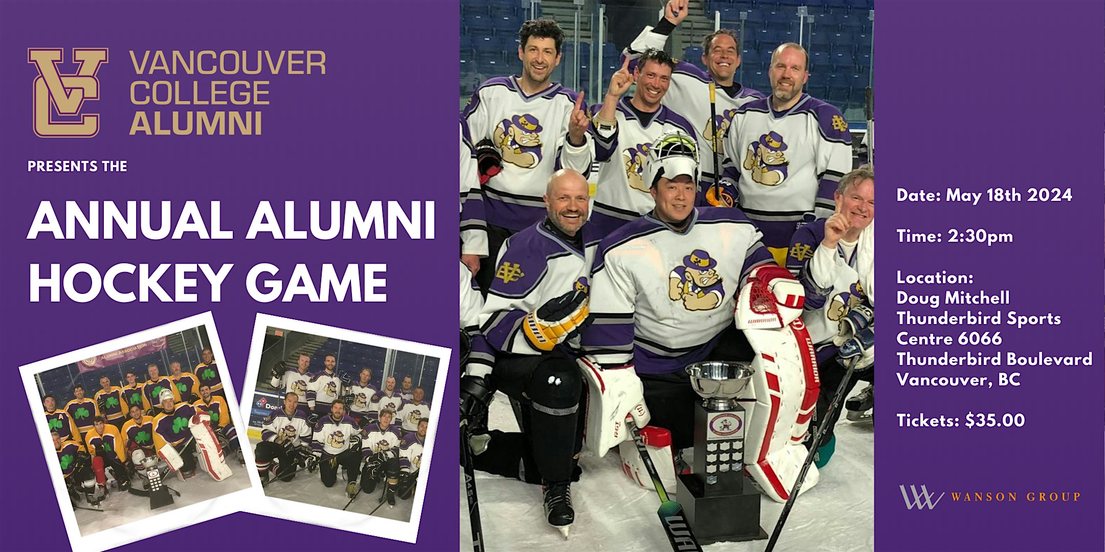 Vancouver College Alumni Hockey Game and Dinner