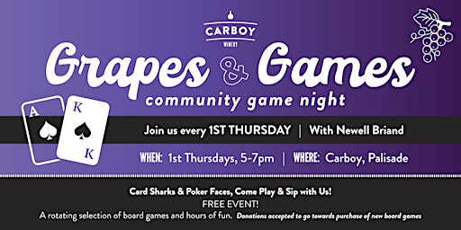 Imagem principal do evento Grapes and Games Community Game Night