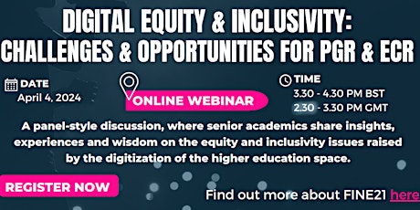Digital  Equity & Inclusivity:  Challenges & Opportunities for PGR & ECR
