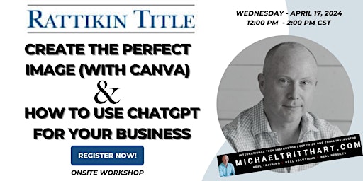 Imagem principal do evento Create with Canva & How to Use ChatGPT for Your Business | Rattikin Title
