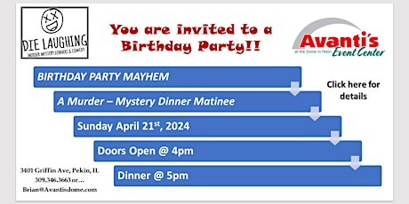 Imagem principal do evento Birthday Party Mayhem: A Murder-Mystery Dinner Matinee