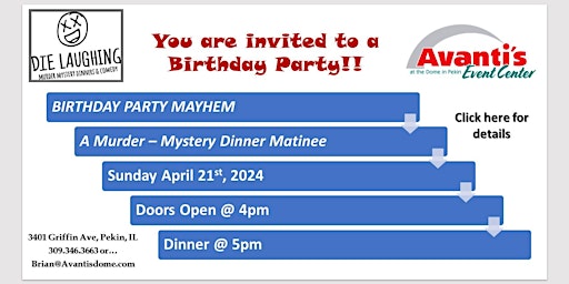 Imagem principal do evento Birthday Party Mayhem: A Murder-Mystery Dinner Matinee