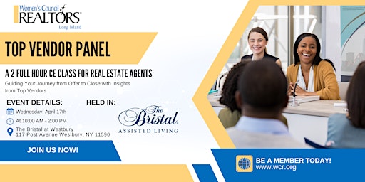 Immagine principale di Top Vendor Panel: A 2 Hour CE Class for Real Estate Agents 