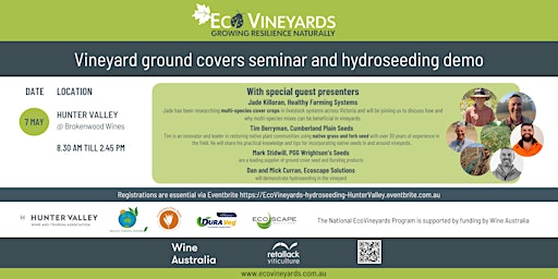 Hunter Valley EcoVineyards ground covers seminar and hydroseeding demo primary image