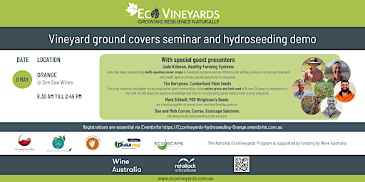 Imagem principal de Orange EcoVineyards ground covers seminar and hydroseeding demo