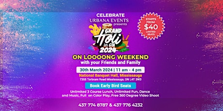 GRAND Holi 2024 Celebration in GTA & Toronto - 30th March 2024, Saturday