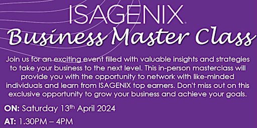 ISAGENIX Business Masterclass Perth primary image