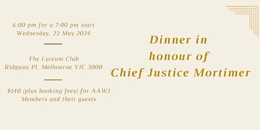 Immagine principale di AAWJ Dinner for Chief Justice Mortimer 