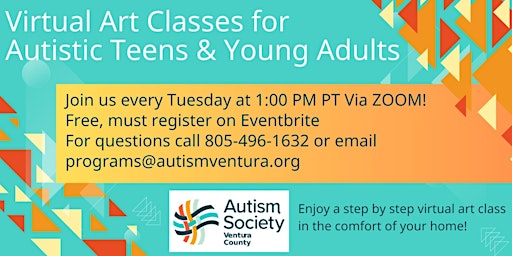 Primaire afbeelding van Virtual Art Class for Autistic Teens and Young Adults