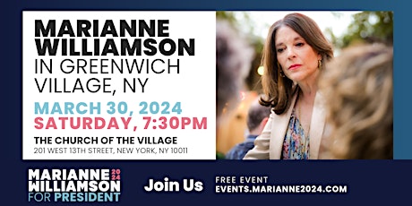 Marianne Williamson in Greenwich Village, New York!