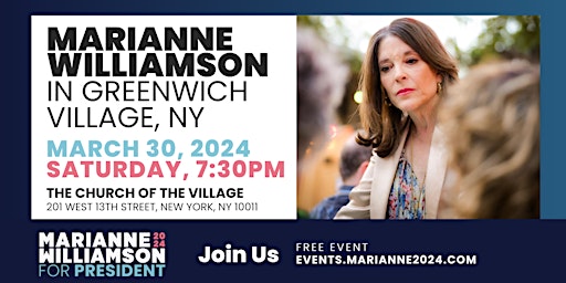 Primaire afbeelding van Marianne Williamson in Greenwich Village, New York!