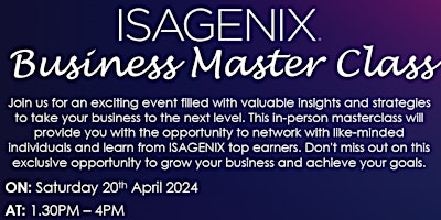 Imagem principal do evento ISAGENIX Business Masterclass Melbourne