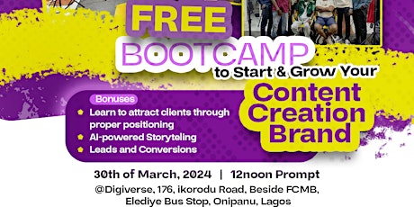 FREE BOOTCAMP TO START & GROW YOUR CONTENT CREATION BRAND