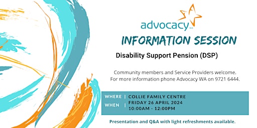 Information Session: Disability Support Pension (DSP)- Collie primary image