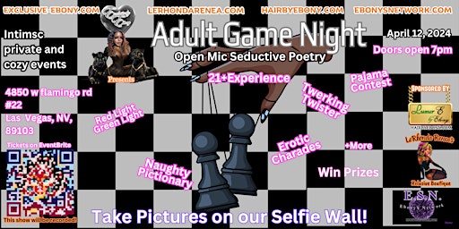 Primaire afbeelding van Exclusively Ebony presents Adult game night & Seductive Poetry 21+ event