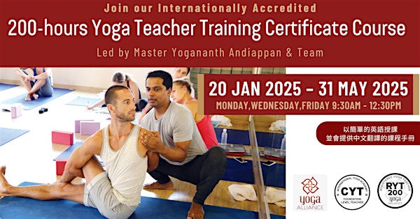 200-hours Yoga Teacher Training Certificate Course (Mon, Wed & Fri Morning)
