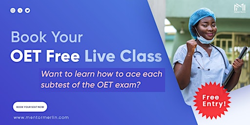 Hauptbild für OET Training-OET Live Class Online -Introduction-Free Entry-Mentor Merlin