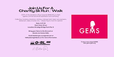 Immagine principale di Join us for a Charity 5k Run / Walk @ Brooklyn Bridge Park 