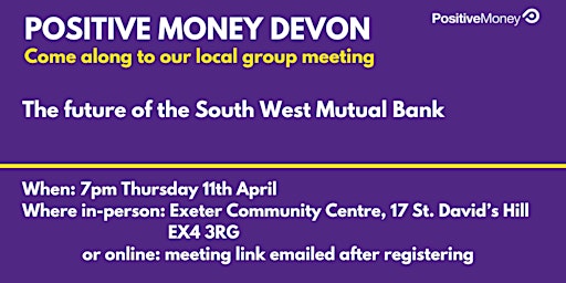 Image principale de PM Devon: The future of the South West Mutual Bank