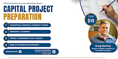 2024 Nonprofit Leadership Workshop - Capital	Project Preparations (Virtual) primary image