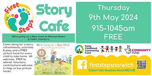 Primaire afbeelding van First Steps does Story Cafe - We're going on a Bear Hunt