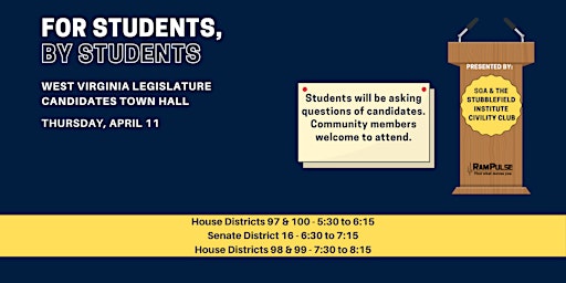 Hauptbild für For Students, By Students: WV Legislature Candidates Town Hall