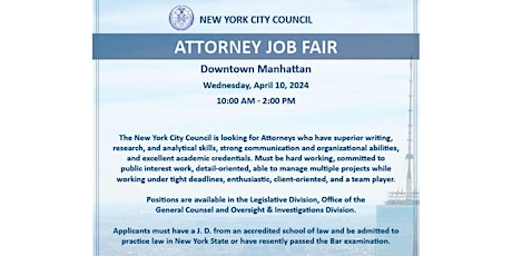 New York City Council Attorney Job Fair