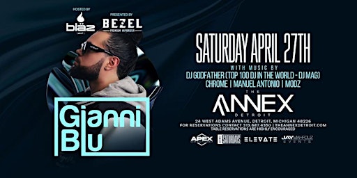 Imagem principal do evento Annex Saturday's presents Gianni Blu on Saturday, April 27