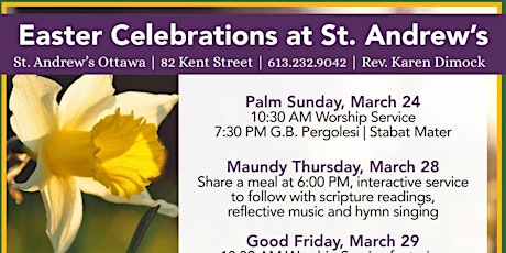 Easter Holy Week Services at St. Andrew's Ottawa