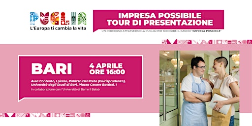 Presentazione Bando "Impresa Possibile" a Bari primary image