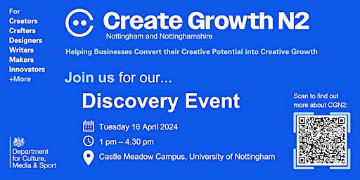 Immagine principale di Create Growth Nottingham & Nottinghamshire (CGN2) Discovery Event 