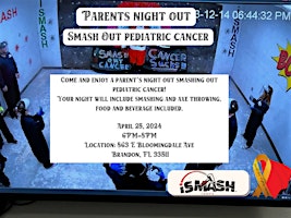 Primaire afbeelding van PARENTS NIGHT OUT: SMASH OUT PEDIATRIC CANCER