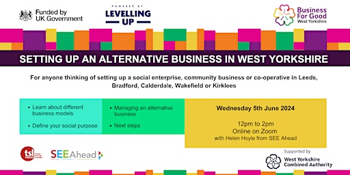 Primaire afbeelding van Setting up an Alternative Business: West Yorkshire - June