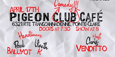 Primaire afbeelding van Copy of Comedy night Pigeon club cafe #5