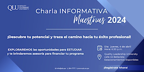 Primaire afbeelding van Charla Informativa Maestrías 2024