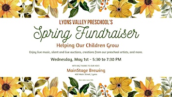 Image principale de Lyons Valley Preschool's Spring Fundraiser