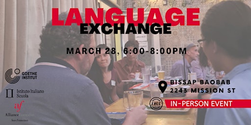 Primaire afbeelding van LANGUAGE EXCHANGE - MEETUP French/Italian/German