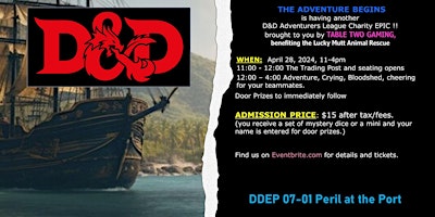 D&D EPIC Event Peril at the Port @ The Adventure Begins primary image