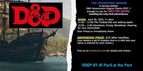 D&D EPIC Event Peril at the Port @ The Adventure Begins