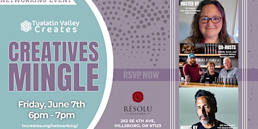 Tualatin Valley Creates Networking Event June 7th, 6-7 pm primary image