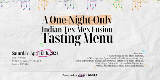 Imagem principal de Dish & Dish #1 - Tasting Menu and Q&A with head chefs at Indian-Tex-Mex Restaurant "Nasha"
