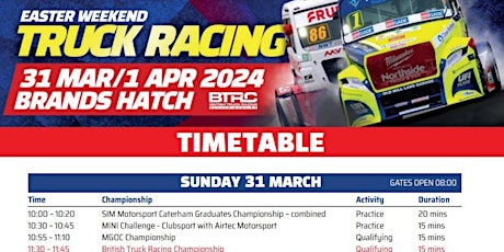 Brands Hatch Truck Racing SuperView Hospitality Tickets  - Mon 1 Apr 2024 primary image