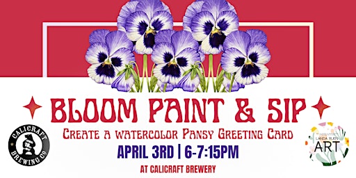 Watercolor Pansy Paint & Sip at Calicraft primary image