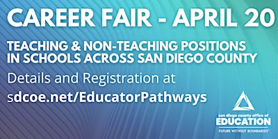 Primaire afbeelding van SDCOE Careers in Education Job fair (teaching and non-teaching positions)