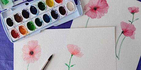 Painting watercolor poppies