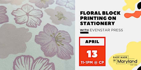 Floral Block Printing on Stationery w/Evenstar Press